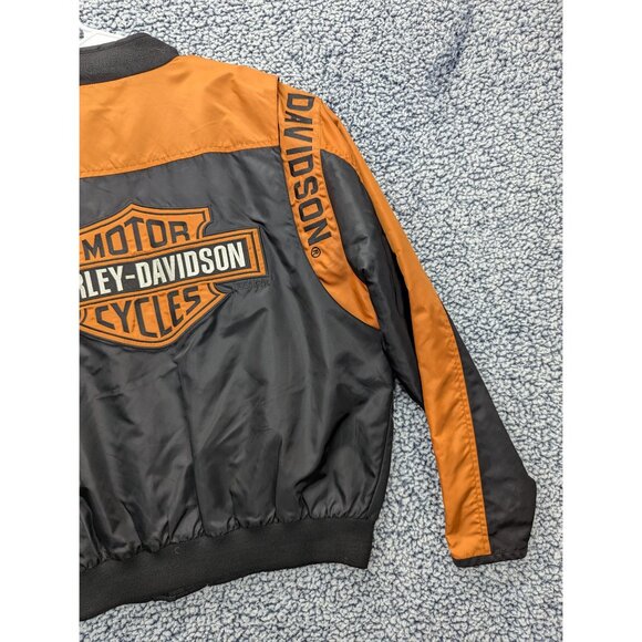 Harley Davidson Riding Jacket Mens LG Windbreaker Reflective Mesh Lined Orange - Picture 10 of 16